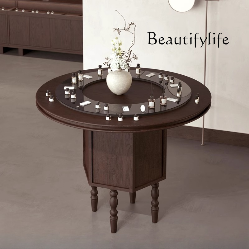 Perfume Fragrance Store - โต๊ะโชว์น้ำหอมร้านนากาจิมะ-ไท โต๊ะโชว์สินค้าทรงกลม โต๊ะโชว์เครื่องสำอาง โต๊ะน้ำ รับสั่งทำตามแบบ