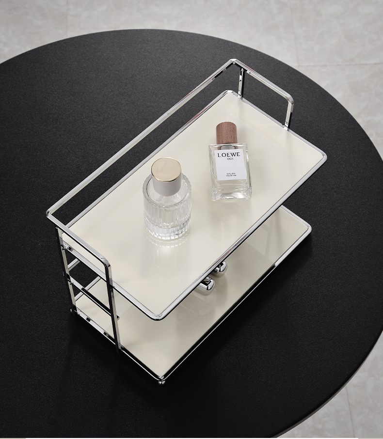 Perfume Villa Fragrance - ชั้นวางของแบบสองชั้นสำหรับวางบนโต๊ะ 1 ชิ้น, ที่จัดระเบียบครัวอเนกประสงค์ทำจากอะคริลิก, ชั้นวางแก้ว, ที่เก็บแก้วน้ำและแก้วกาแฟ,