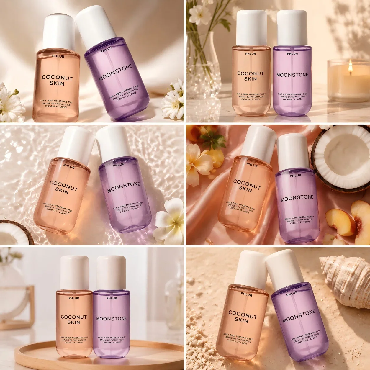 Perfume For Fragrance - ชุดสเปรย์น้ำหอมสำหรับผมและผิวกาย PHLUR Coconut Skin & Moonstone,