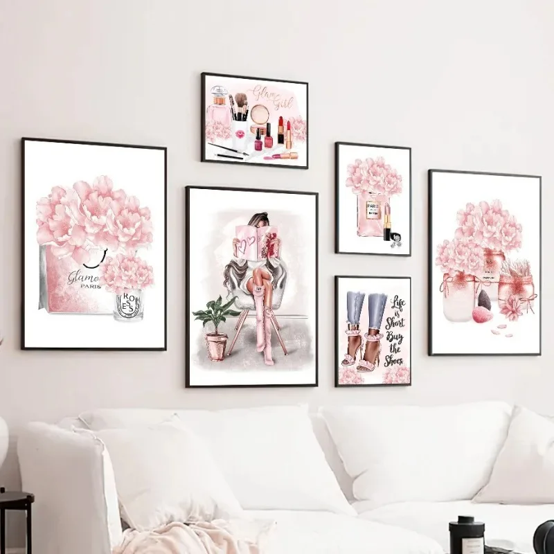 ภาพวาดบนผ้าใบลายดอกไม้สีชมพู น - Perfume Villa Fragrance บทวิจารณ์และราคา