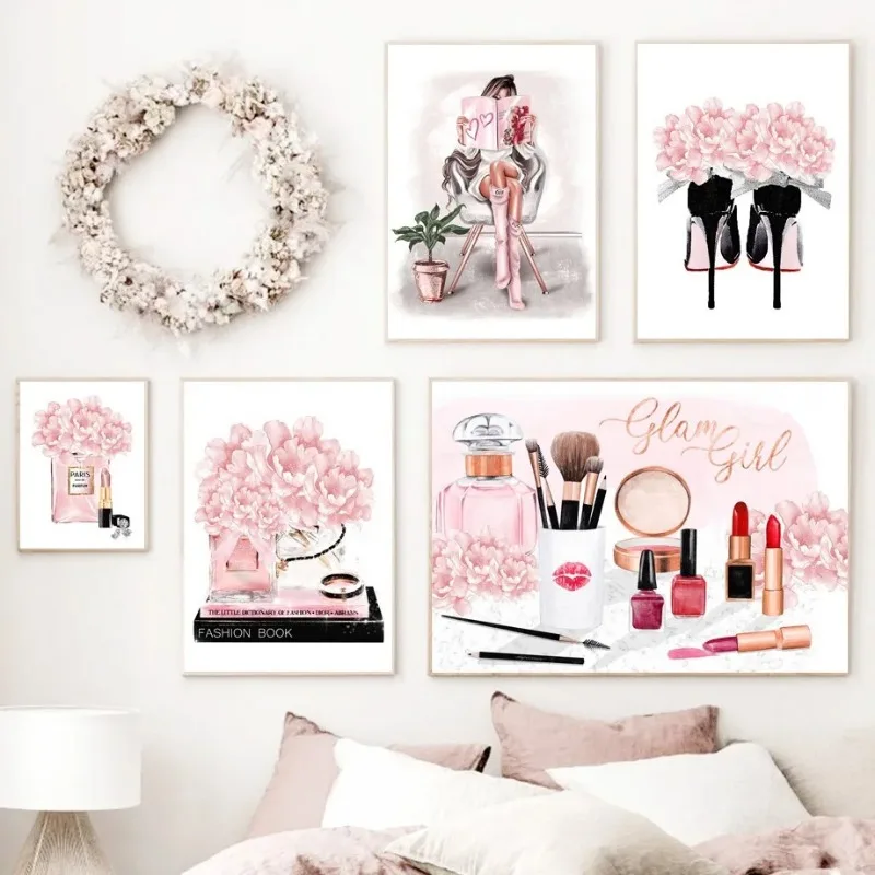 ภาพวาดบนผ้าใบลายดอกไม้สีชมพู น - Perfume Villa Fragrance บทวิจารณ์และราคา