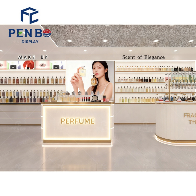 ตู้โชว์น้ำหอมสีขาวหรูหราพร้อมด - Perfume Fragrance Store บทวิจารณ์และราคา