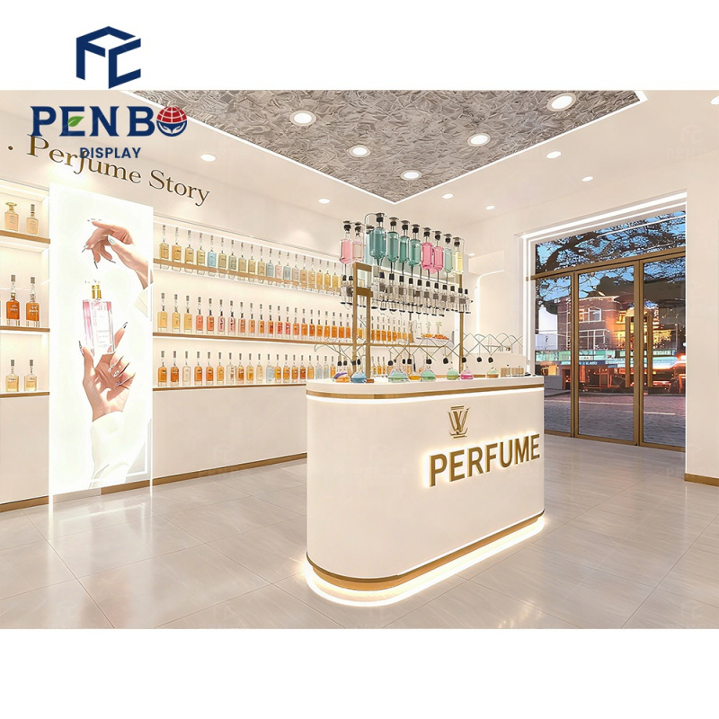 ตู้โชว์น้ำหอมสีขาวหรูหราพร้อมด - Perfume Fragrance Store บทวิจารณ์และราคา